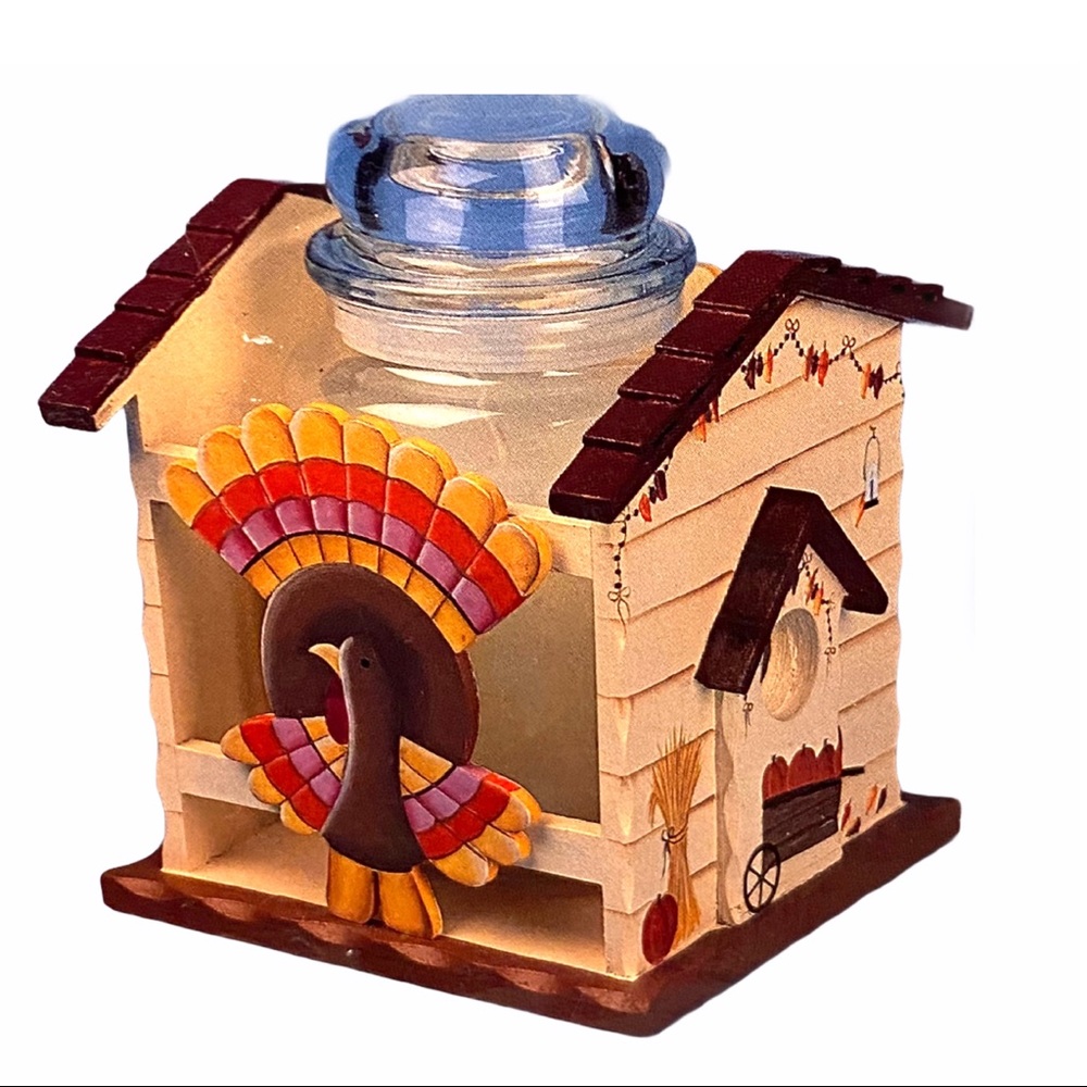 NWT Vintage Kathy Hatch Thanksgiving Fall Candle Holder Cottage Country Core